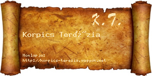 Korpics Terézia névjegykártya