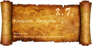 Korpics Terézia névjegykártya